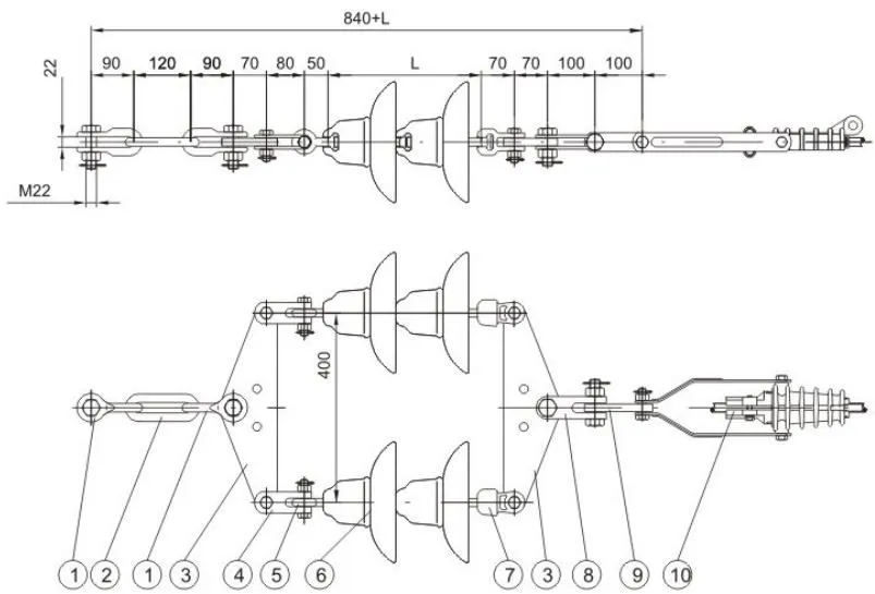 10kV Overhead Insulated Line Strain Assembly Diagrams