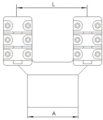 SSL, SSLG Bolted Heat-Resistant Double-Conductor Equipment Clamp (45deg)