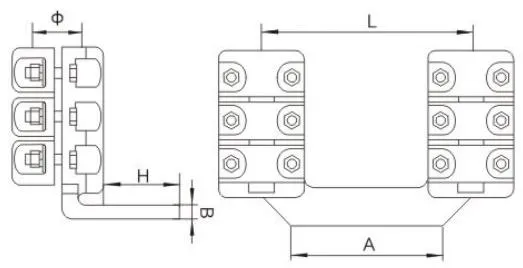 SSL, SSLG Bolted Heat-Resistant Double-Conductor Equipment Clamp (90deg)