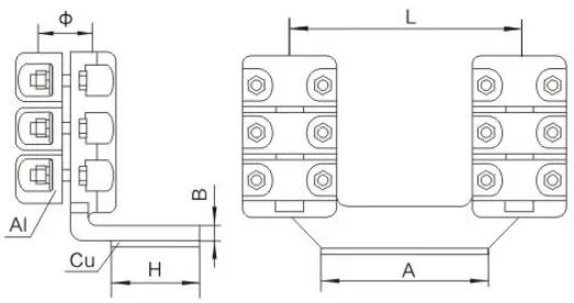 SSL, SSLG Bolted Heat-Resistant Double-Conductor Equipment Clamp (90deg)